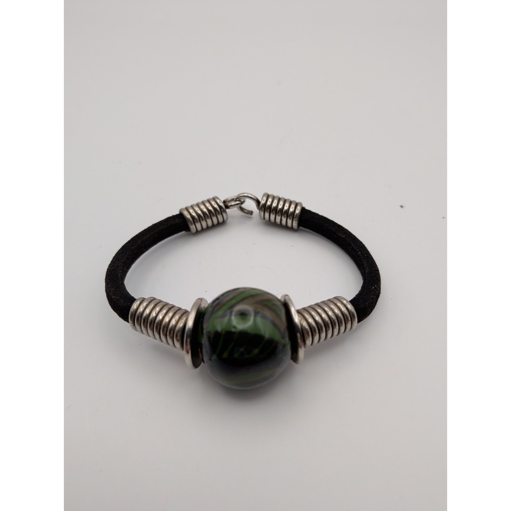 Rope With Silver Tones And Multicolor Bead Bracelet‎ - Picture 2 of 3